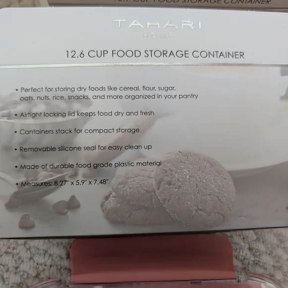 NEW Set 3 TAHARI Large Clear Food Storage Container Stackable BPA Free Snap Pink - Picture 8 of 14